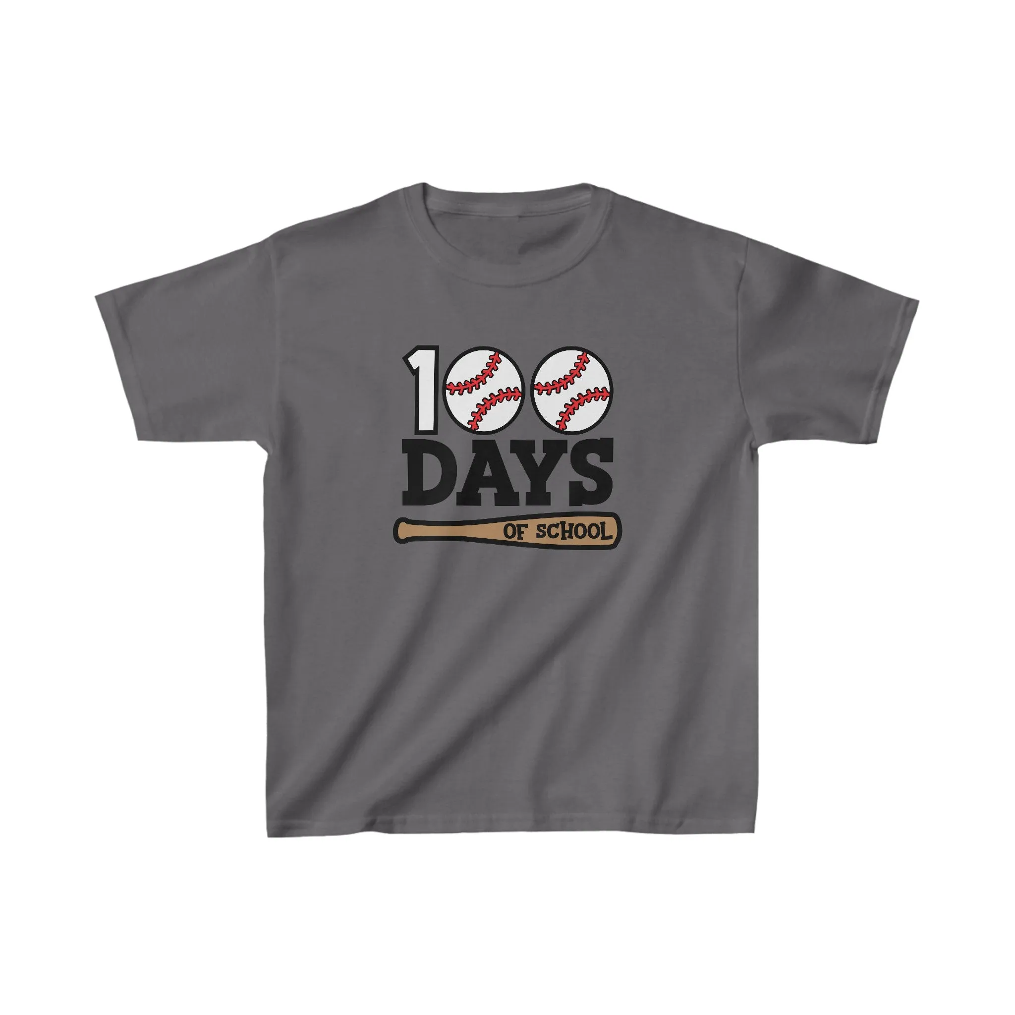 100 Day of School Baseball T-Shirt, School Spirt, Youth shirt, Baseball and bat