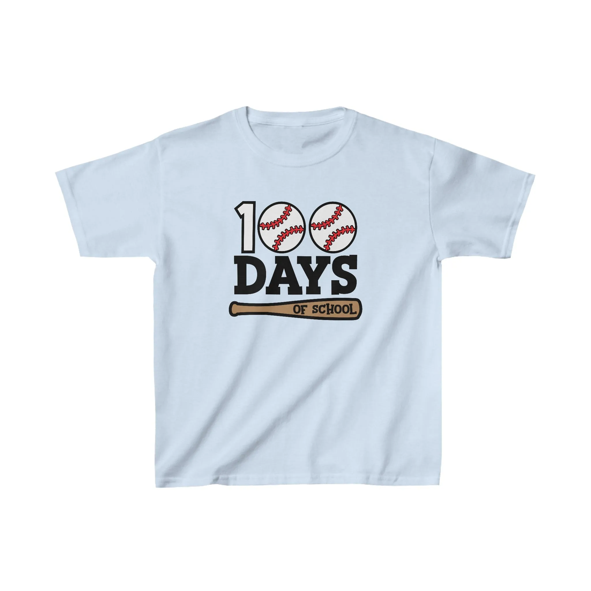 100 Day of School Baseball T-Shirt, School Spirt, Youth shirt, Baseball and bat