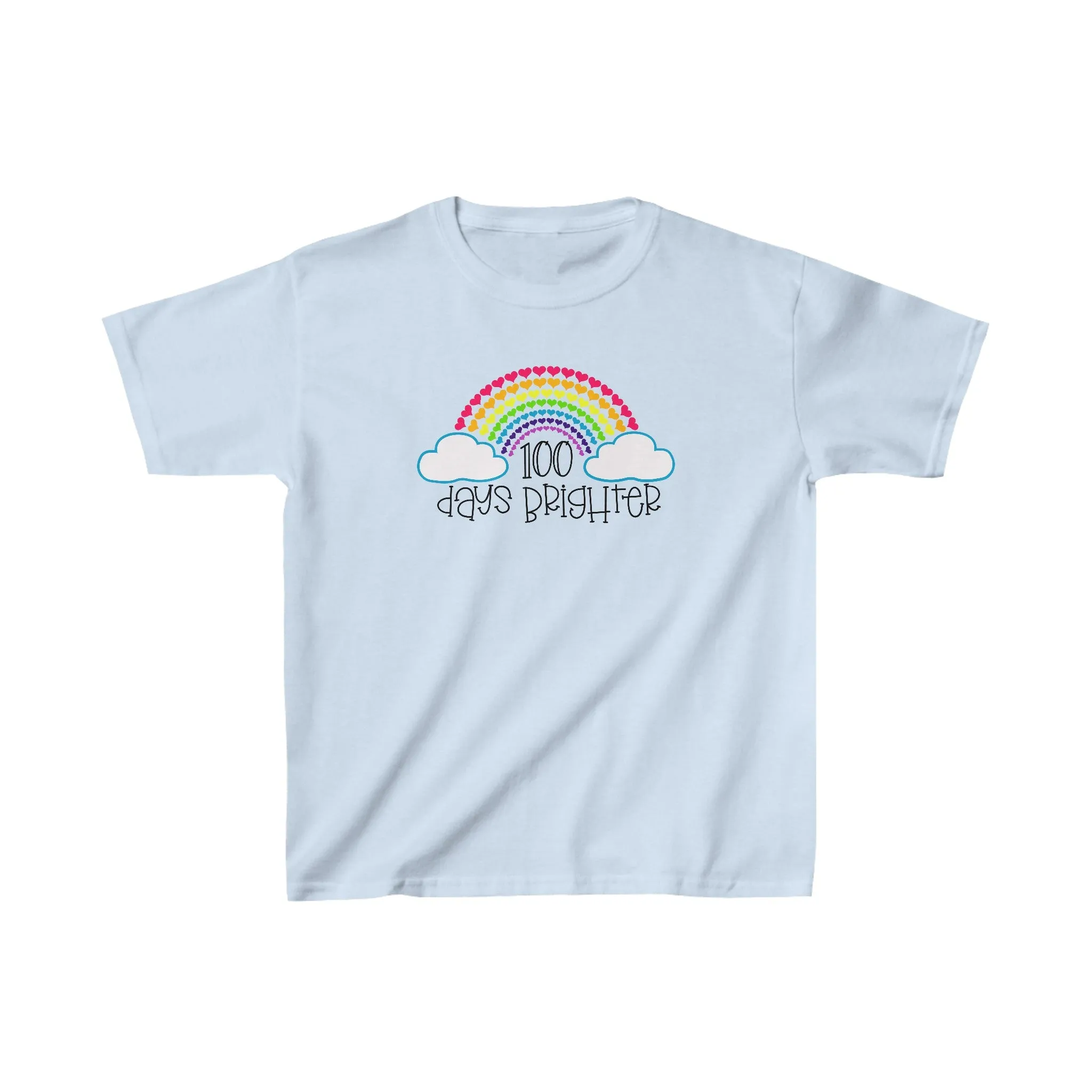 100 Days Brighter Heart Rainbow T-Shirt, School Spirt, Youth shirt