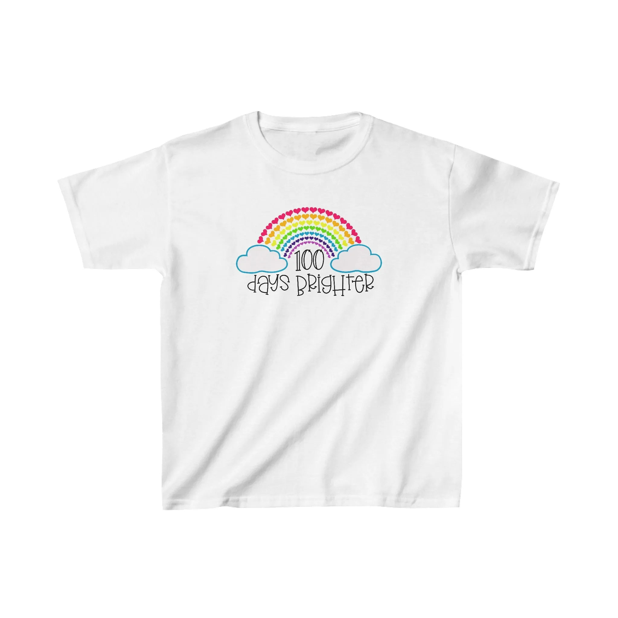 100 Days Brighter Heart Rainbow T-Shirt, School Spirt, Youth shirt
