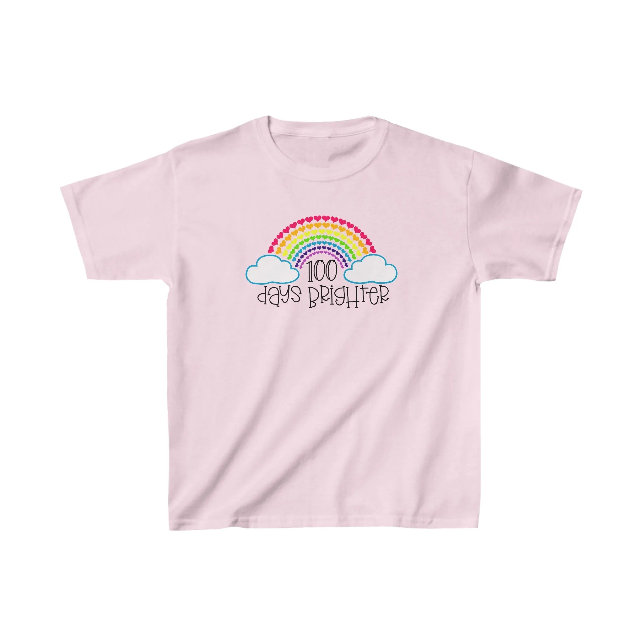 100 Days Brighter Heart Rainbow T-Shirt, School Spirt, Youth shirt