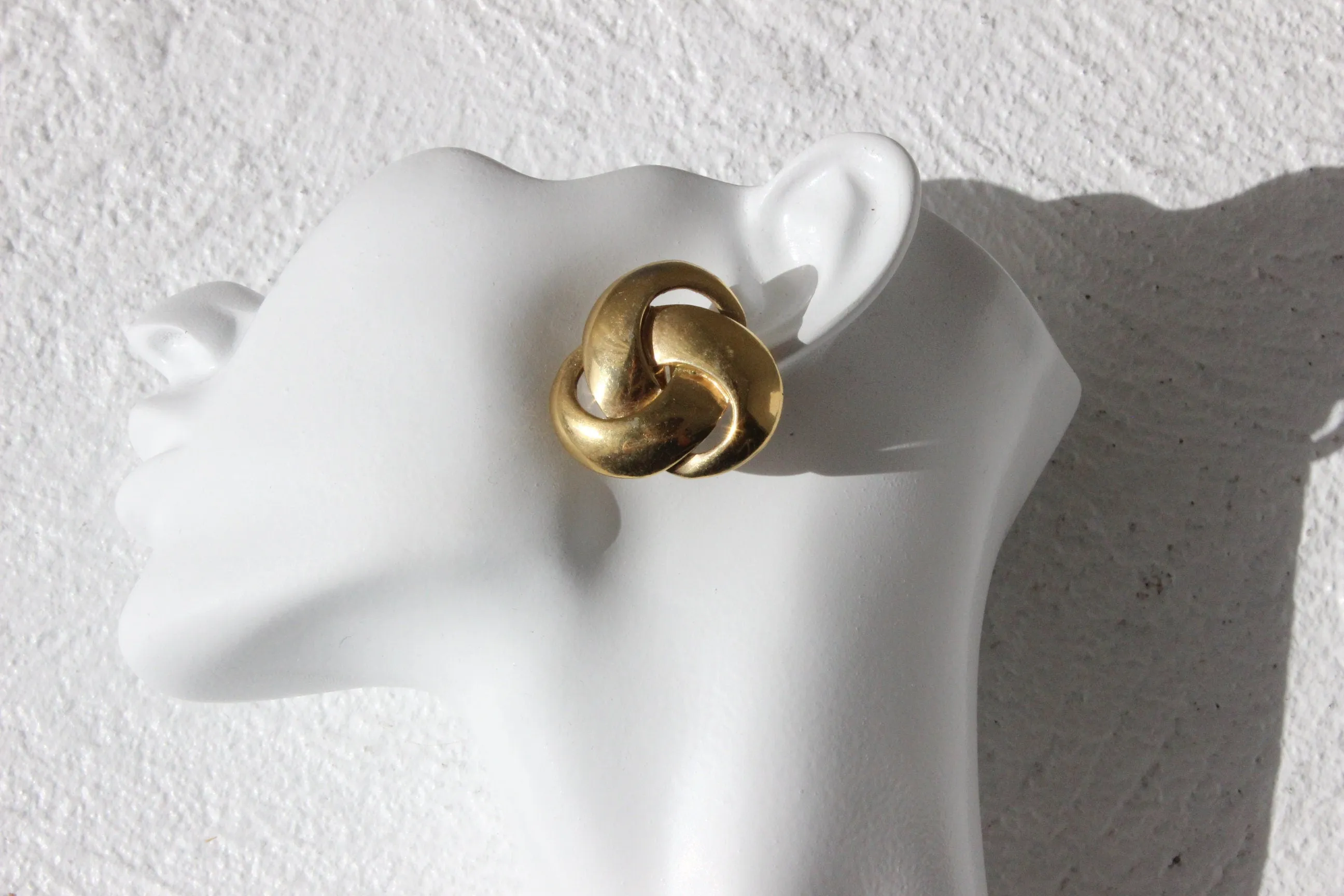 80s Modernist Chunky Gold 'Knots' Oversized Clip On Earrings