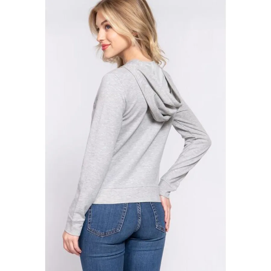 ACTIVE BASIC CALIFORNIA Zip Up Drawstring Long Sleeve Hoodie