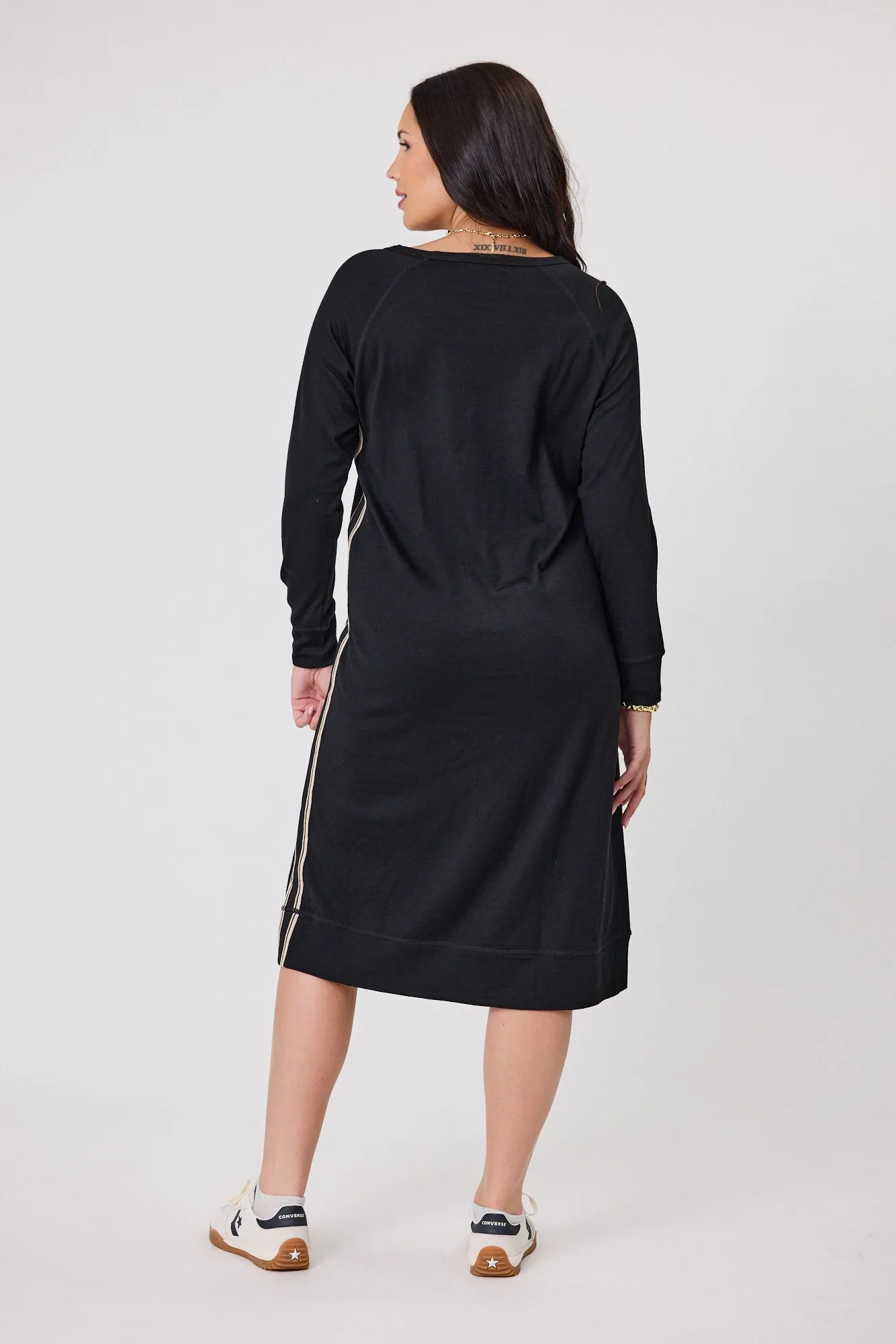 Alpine by Shine On Neve Stripe Detail Merino Dress Black