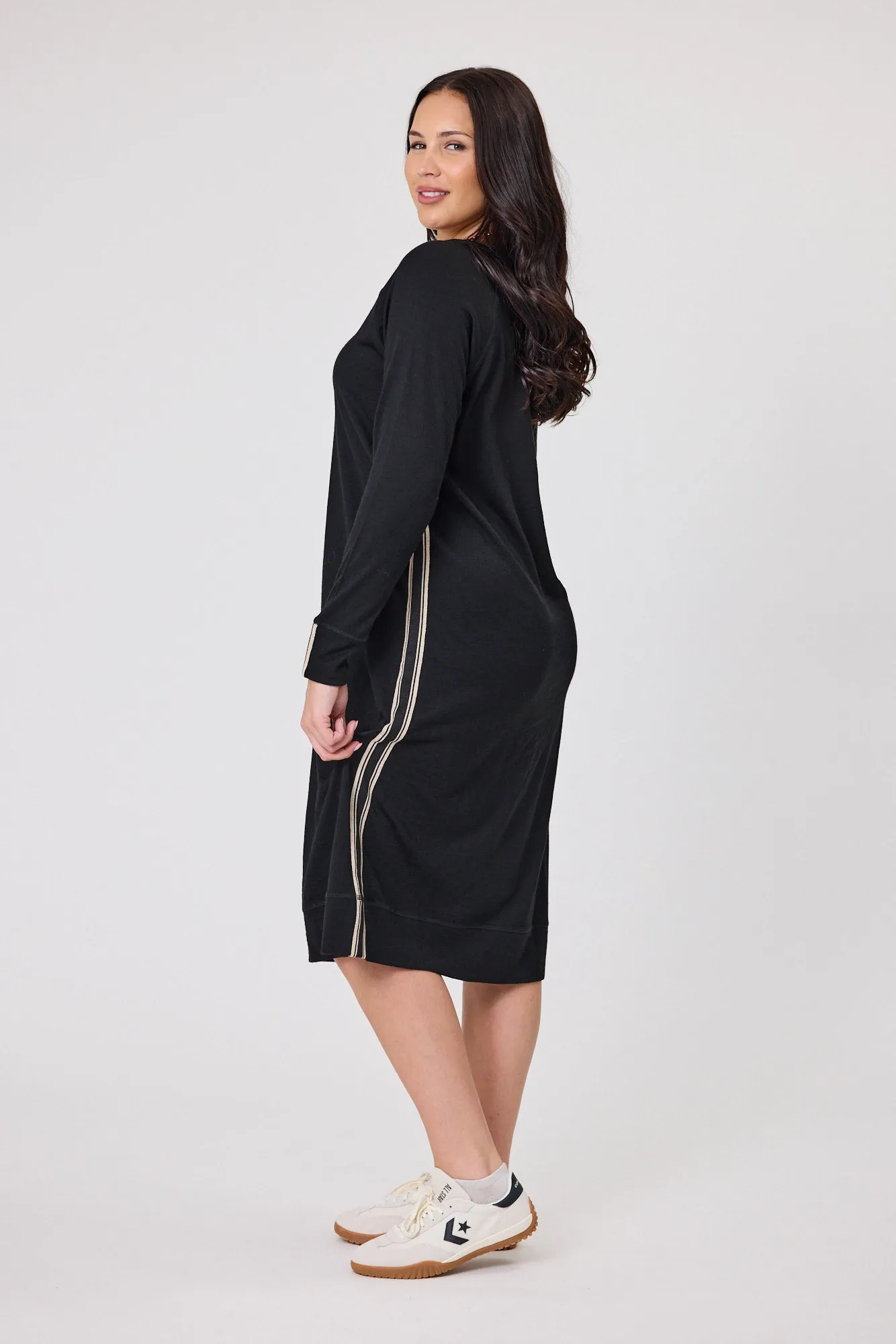 Alpine by Shine On Neve Stripe Detail Merino Dress Black