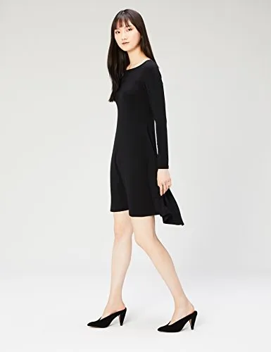 Amazon Brand - Daily Ritual Women's Jersey Long-Sleeve Bateau-Neck Dress, Black, Small
