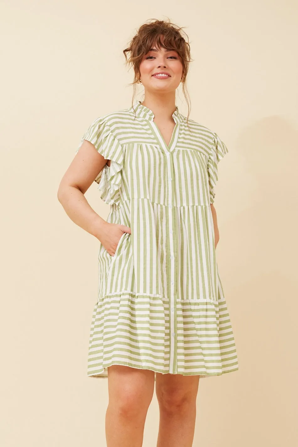 ASCOT STRIPE LINEN SHORT DRESS