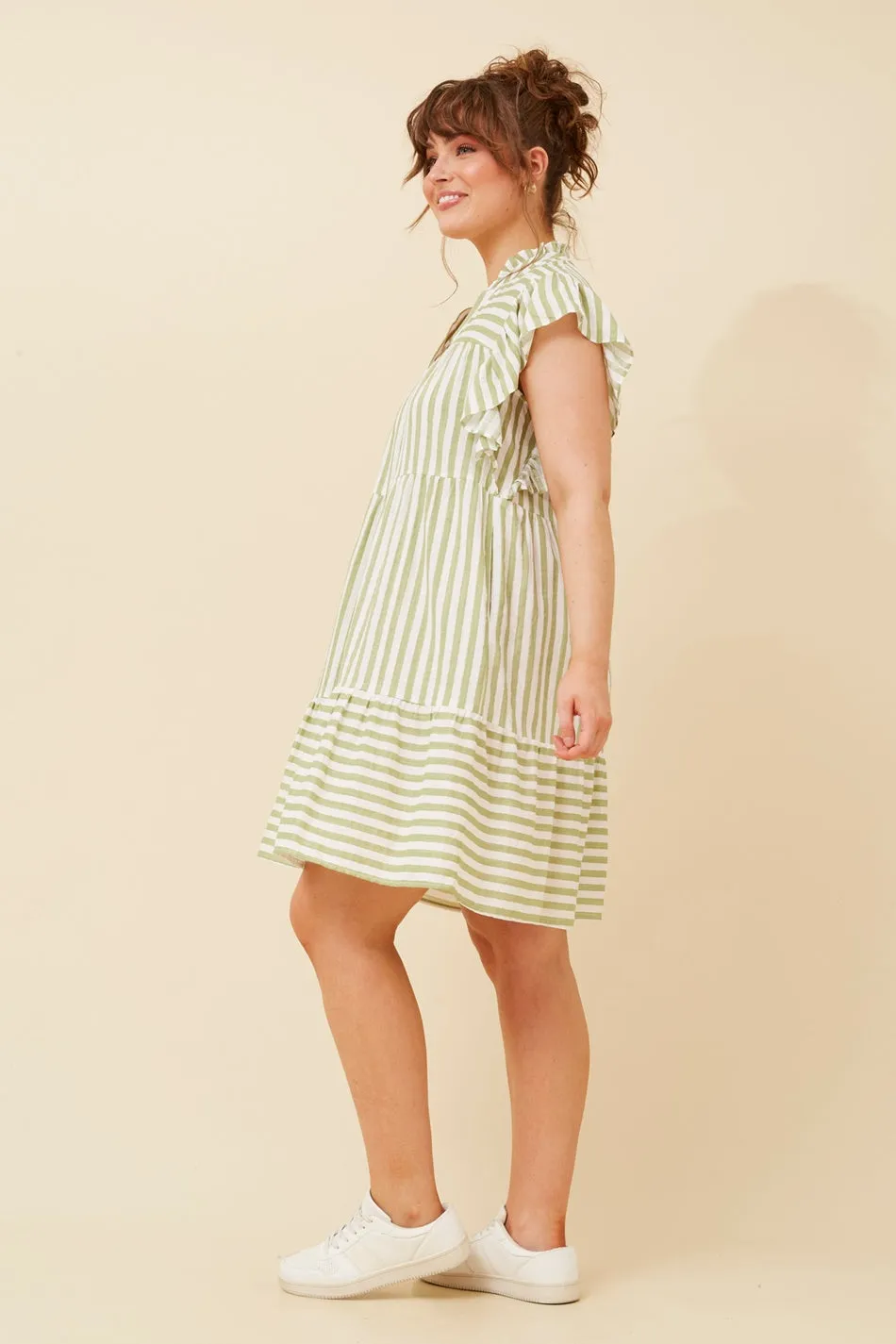 ASCOT STRIPE LINEN SHORT DRESS