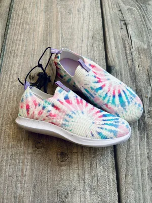 Athletic Works size 1Y girls white pink purple blue tie dye memory foam runners, new with tags, Shoes 1 (Kids:4-8yr)