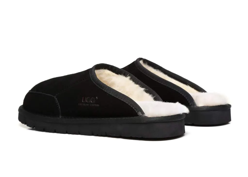 Australian Shepherd UGG® Slippers, Australian Genuine Sheepskin,Mens Bred Scuffs#15563