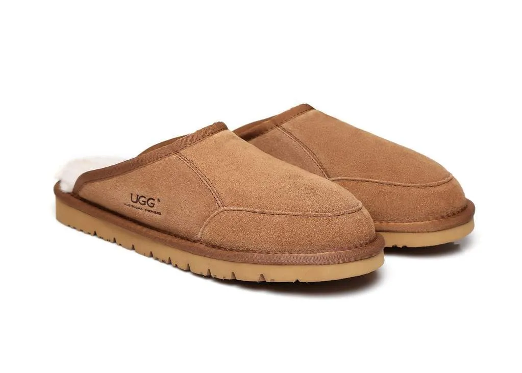 Australian Shepherd UGG® Slippers, Australian Genuine Sheepskin,Mens Bred Scuffs#15563