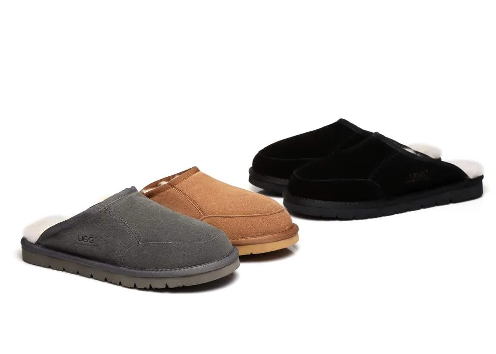 Australian Shepherd UGG® Slippers, Australian Genuine Sheepskin,Mens Bred Scuffs#15563