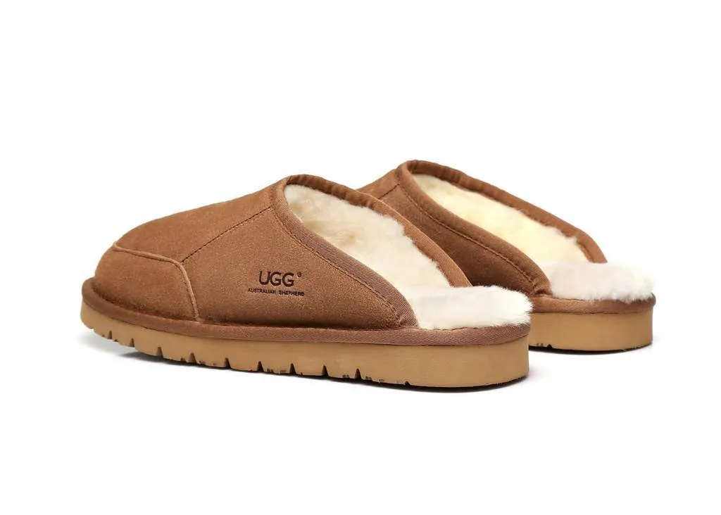 Australian Shepherd UGG® Slippers, Australian Genuine Sheepskin,Mens Bred Scuffs#15563