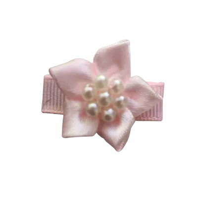 Baby Non Slip Hair Clip - Satin Beaded Flower (4 Colours)
