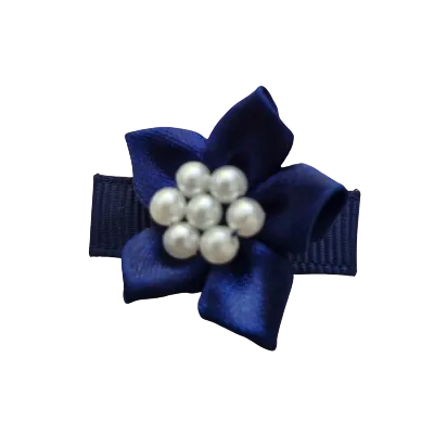 Baby Non Slip Hair Clip - Satin Beaded Flower (4 Colours)