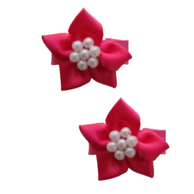 Baby Non Slip Hair Clip - Satin Beaded Flower (4 Colours)