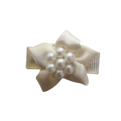 Baby Non Slip Hair Clip - Satin Beaded Flower (4 Colours)