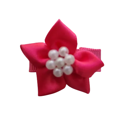 Baby Non Slip Hair Clip - Satin Beaded Flower (4 Colours)