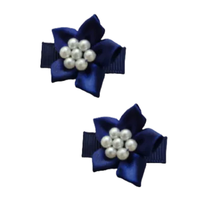 Baby Non Slip Hair Clip - Satin Beaded Flower (4 Colours)