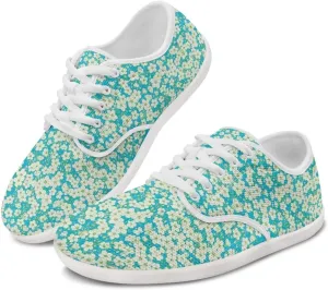 Barefoot Workout Shoes Women Comfortable Lace-Up Shoes Light Minimalist Wide Walking Shoes for Work US 6-13.5 White Sole
