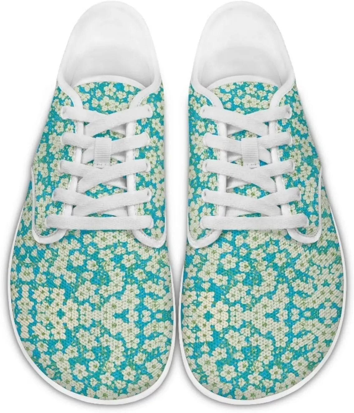 Barefoot Workout Shoes Women Comfortable Lace-Up Shoes Light Minimalist Wide Walking Shoes for Work US 6-13.5 White Sole