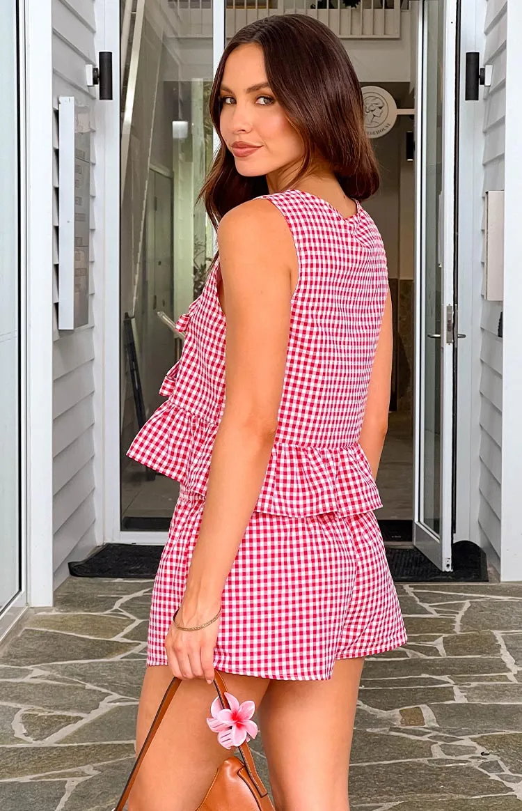 Baxter Red Gingham Top