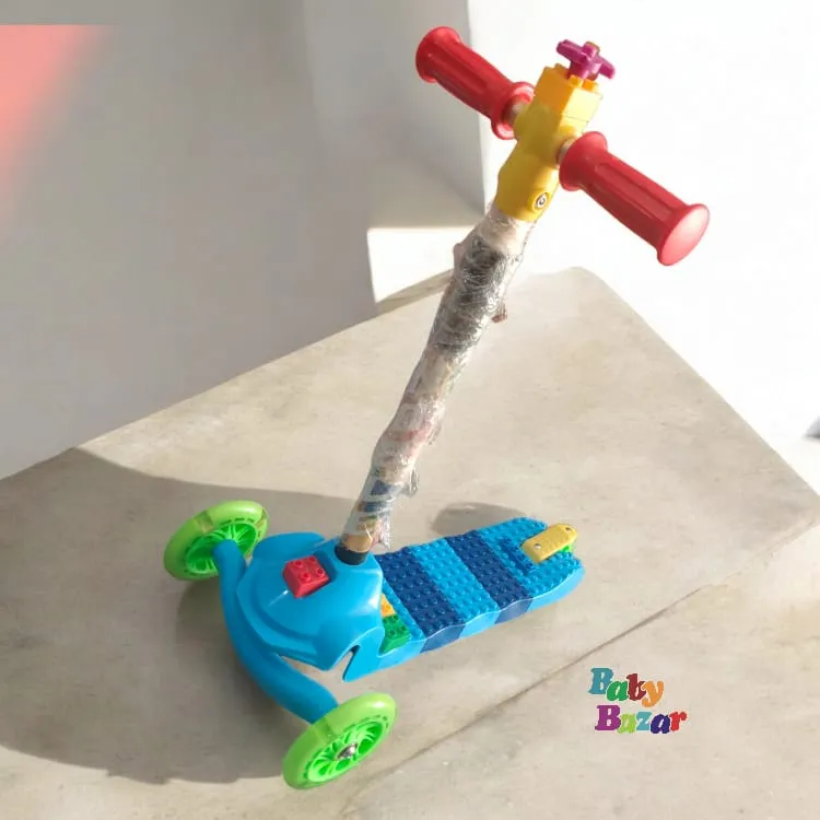 Beautiful 3 Wheel Folding And Adjustable Scooty With Light For Kids - Multi