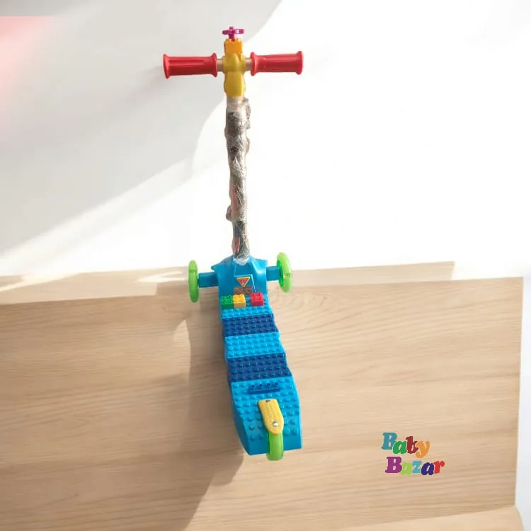 Beautiful 3 Wheel Folding And Adjustable Scooty With Light For Kids - Multi