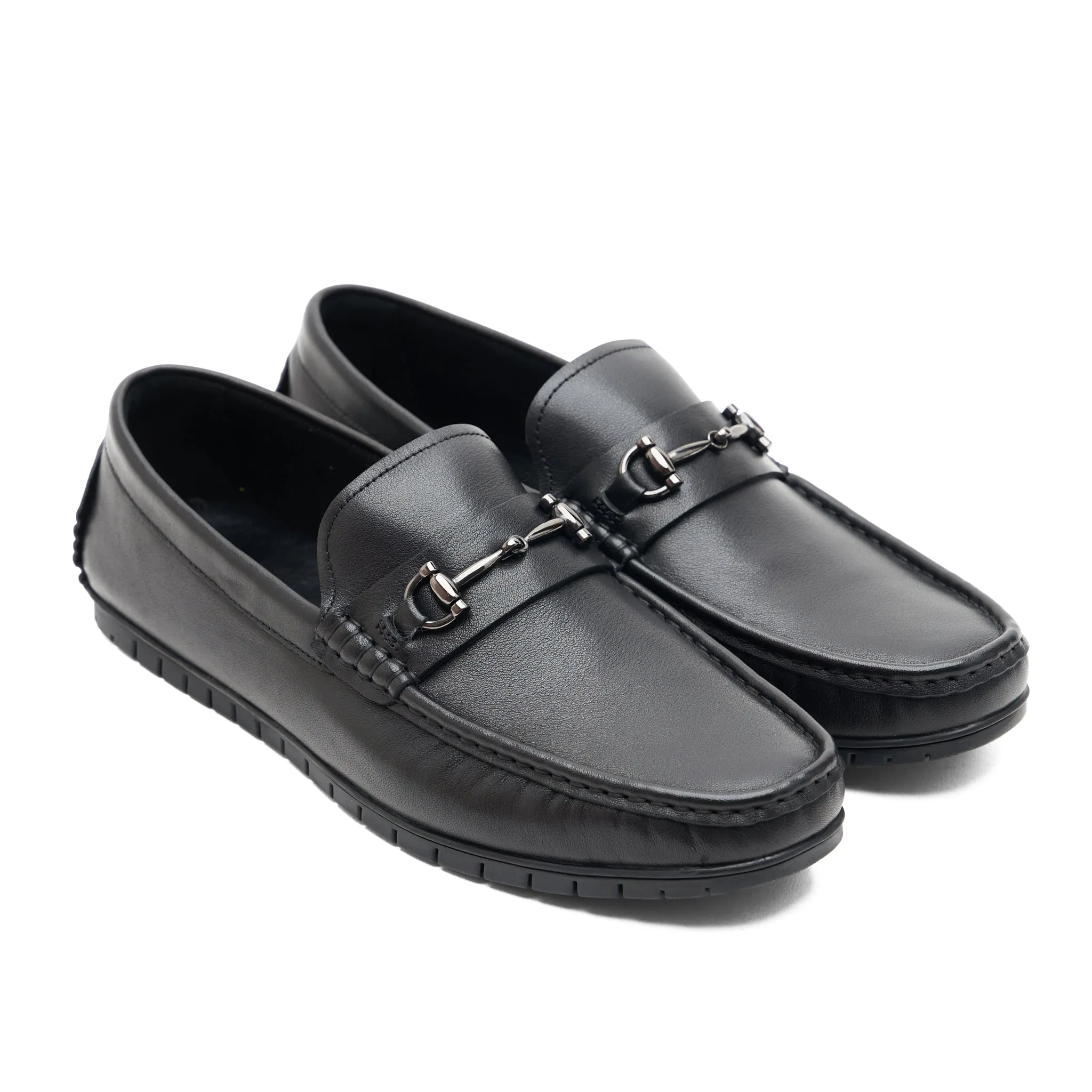 Black Leather Moccasins