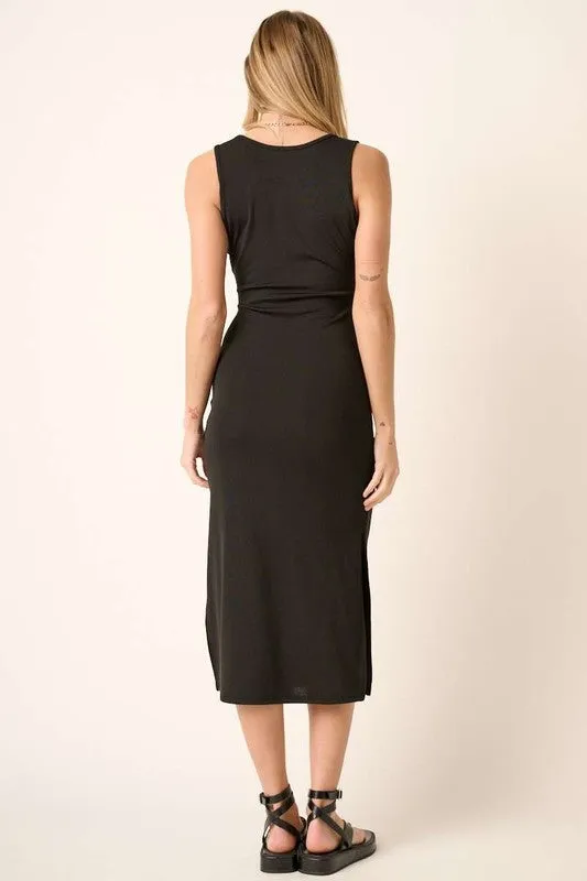 Black Midi Wide Strap Tank Dress