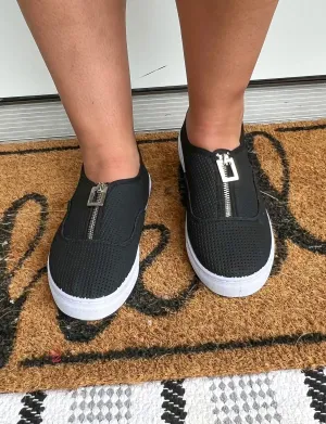 Black Zipper Slip Ons