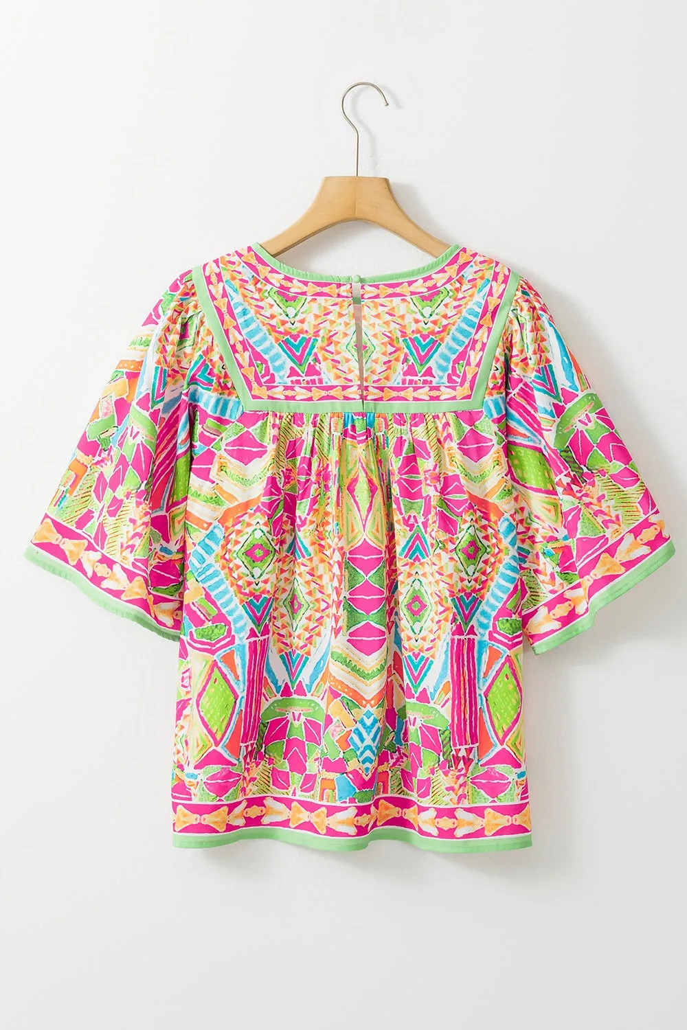 Bright Geometric Half Sleeve Blouse in Spring Colors