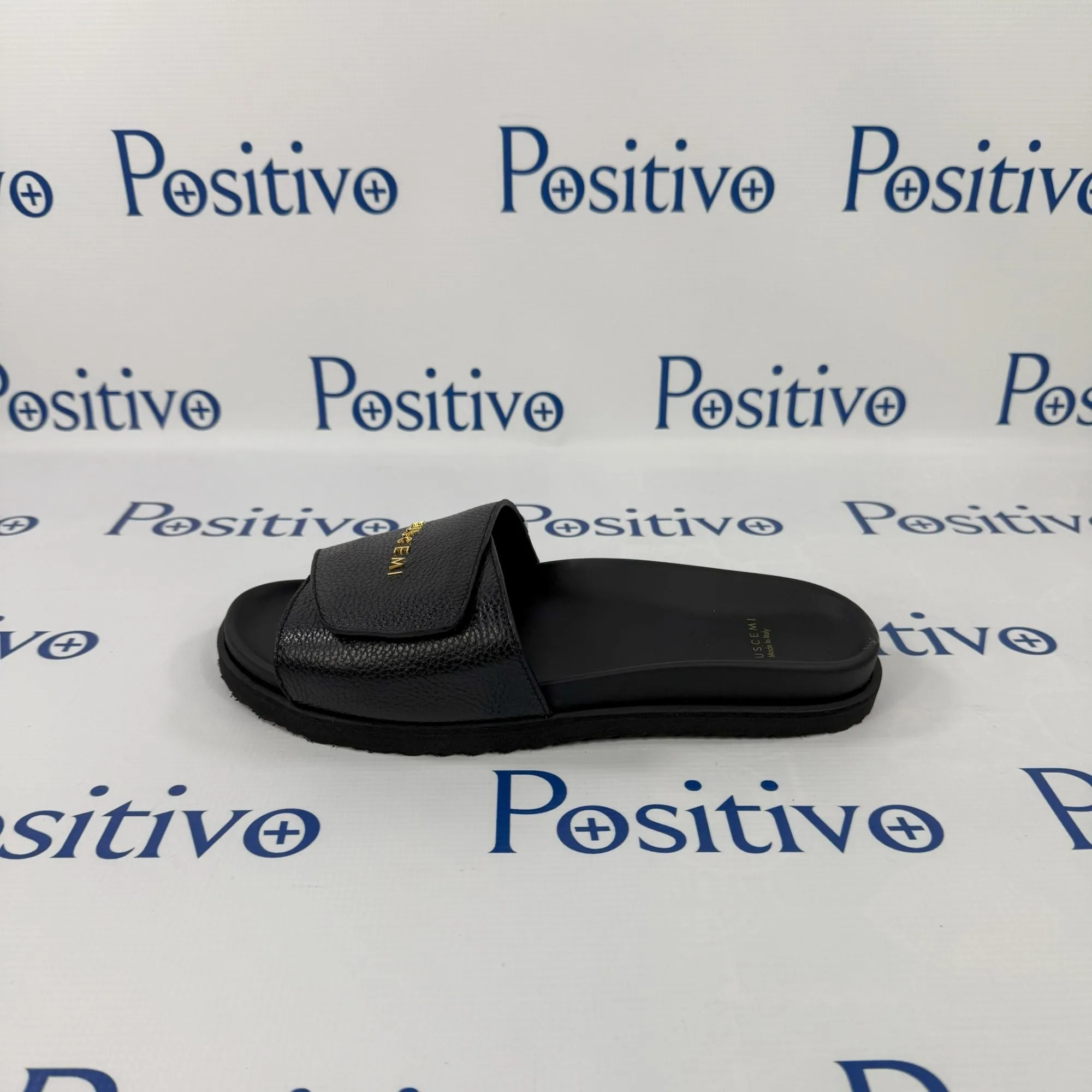 Buscemi Scratch Slide Alce Black Leather Sandals