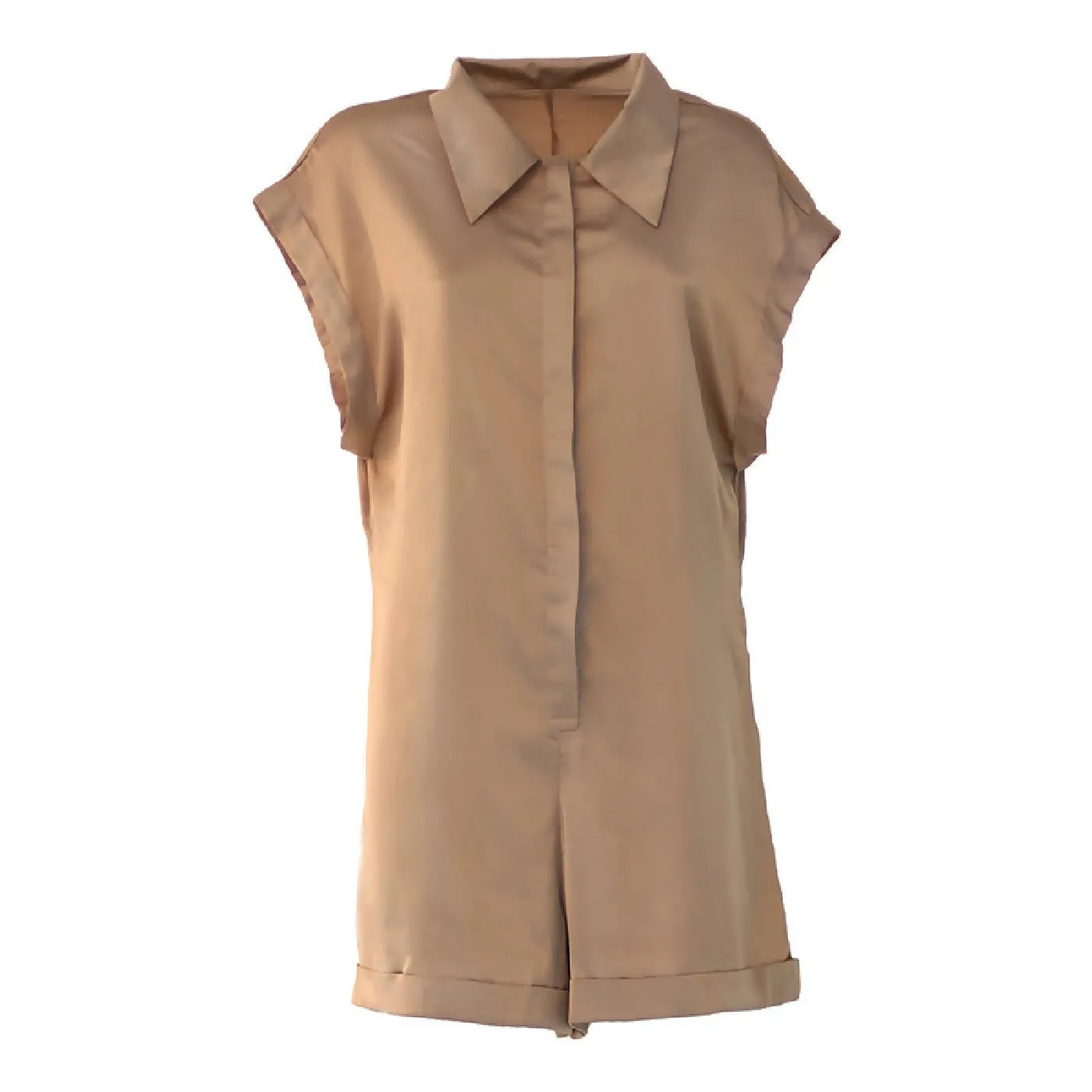 Casual Silk Jumpsuit in Beige