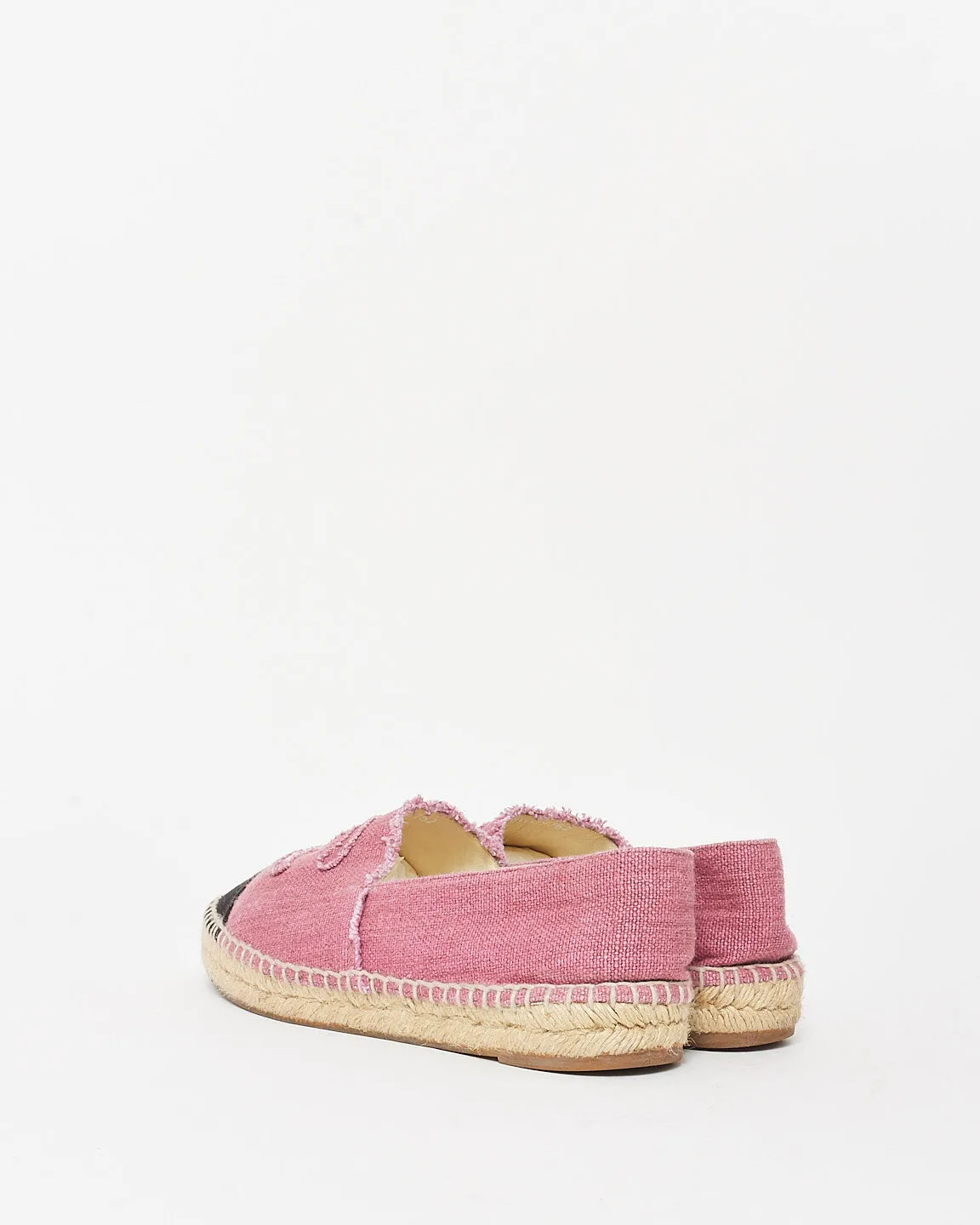 Chanel Rose Denim Canvas Logo Espadrilles - 39
