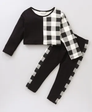 Checkered Color Block Top Leggings Set