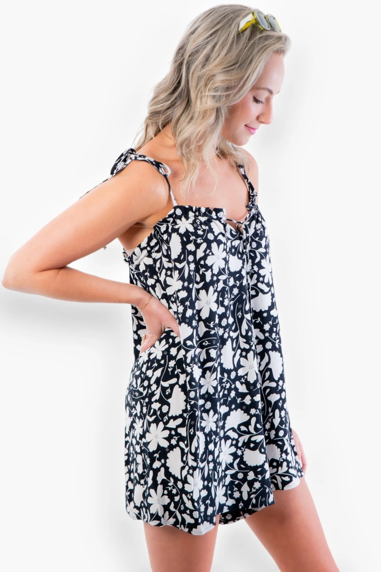 Cloud Black Floral Romper