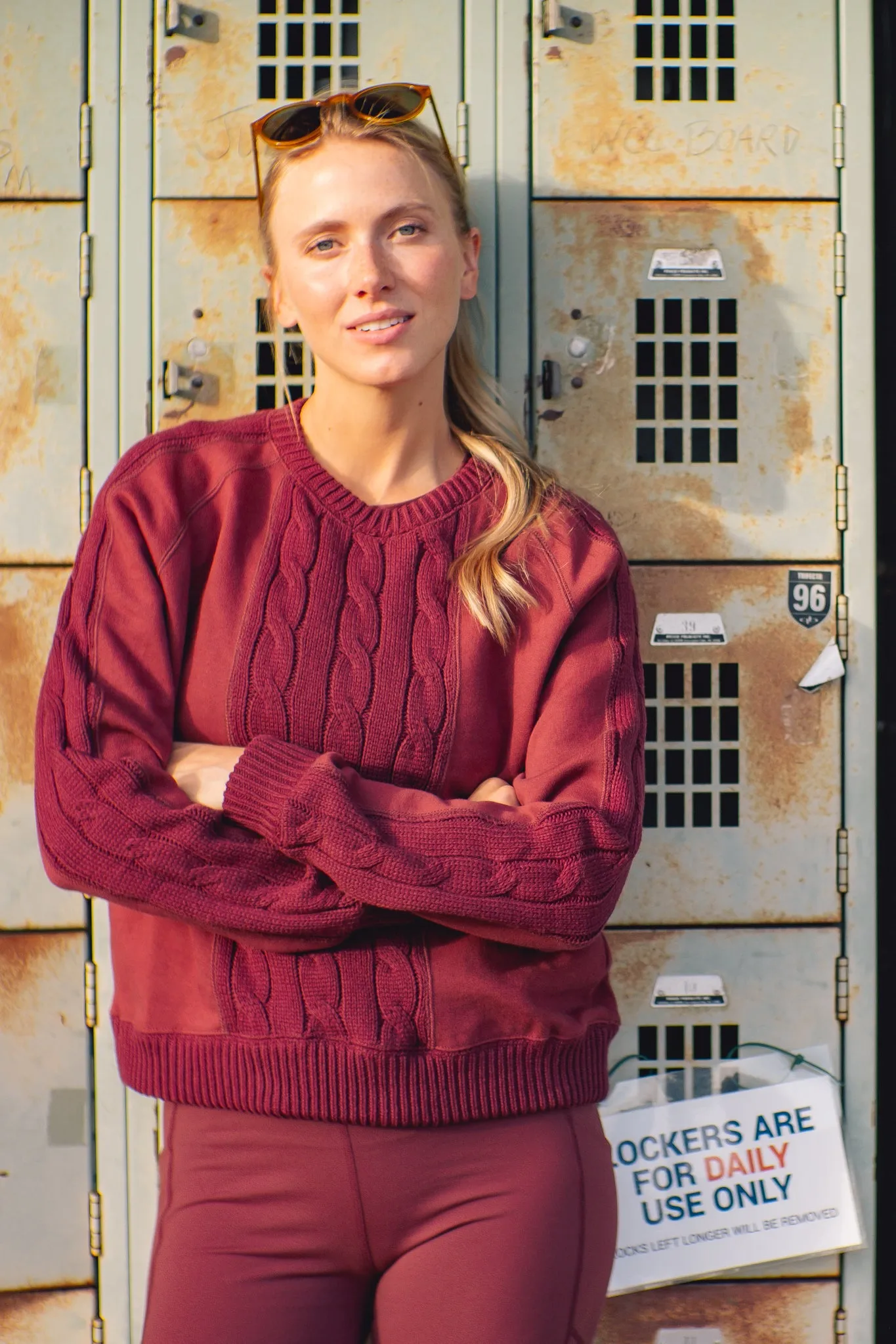 Crimson Cable Knit Reid Sweatshirt