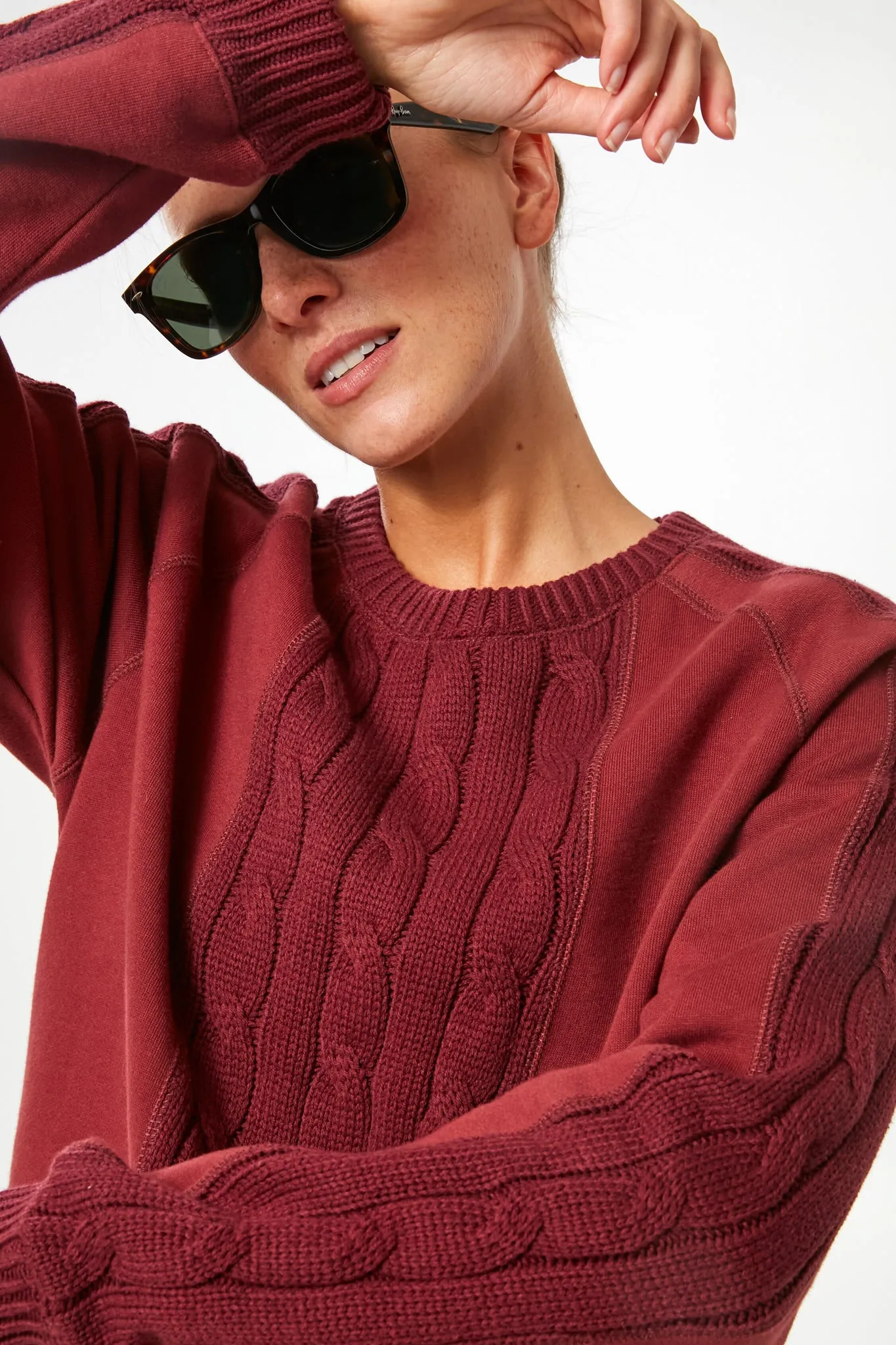 Crimson Cable Knit Reid Sweatshirt