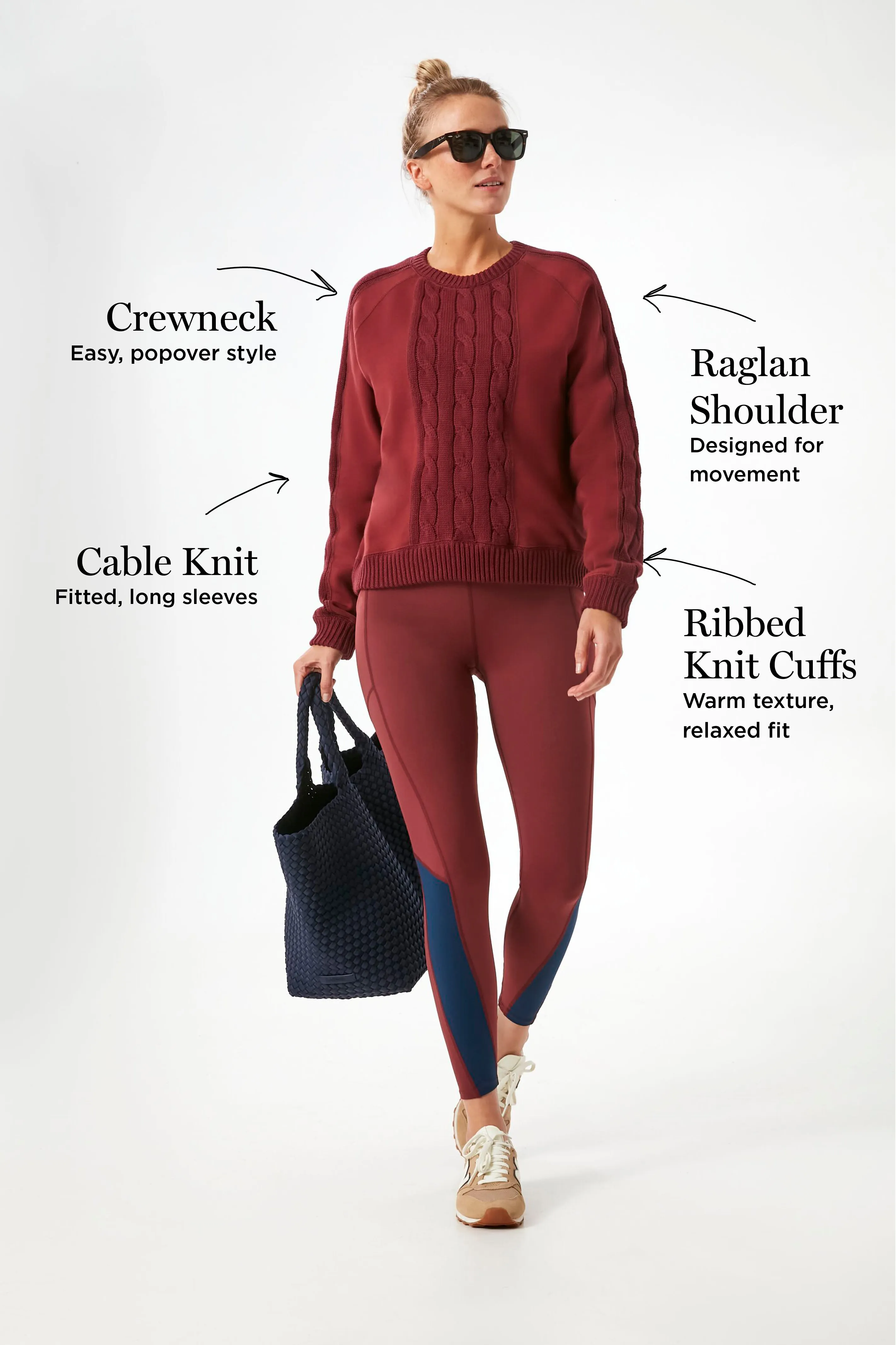 Crimson Cable Knit Reid Sweatshirt