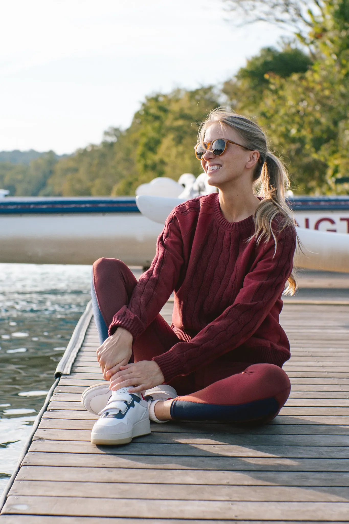 Crimson Cable Knit Reid Sweatshirt