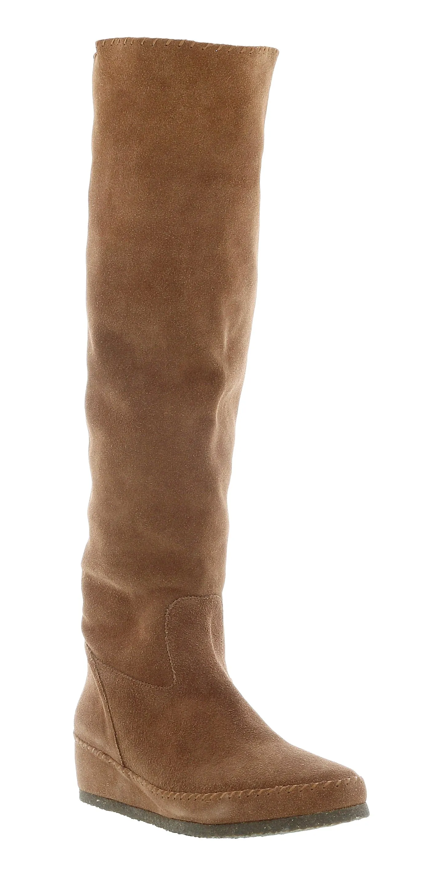 Daniela Fargion Brown Suede Suede Knee High Wedge Low Heel Boots-