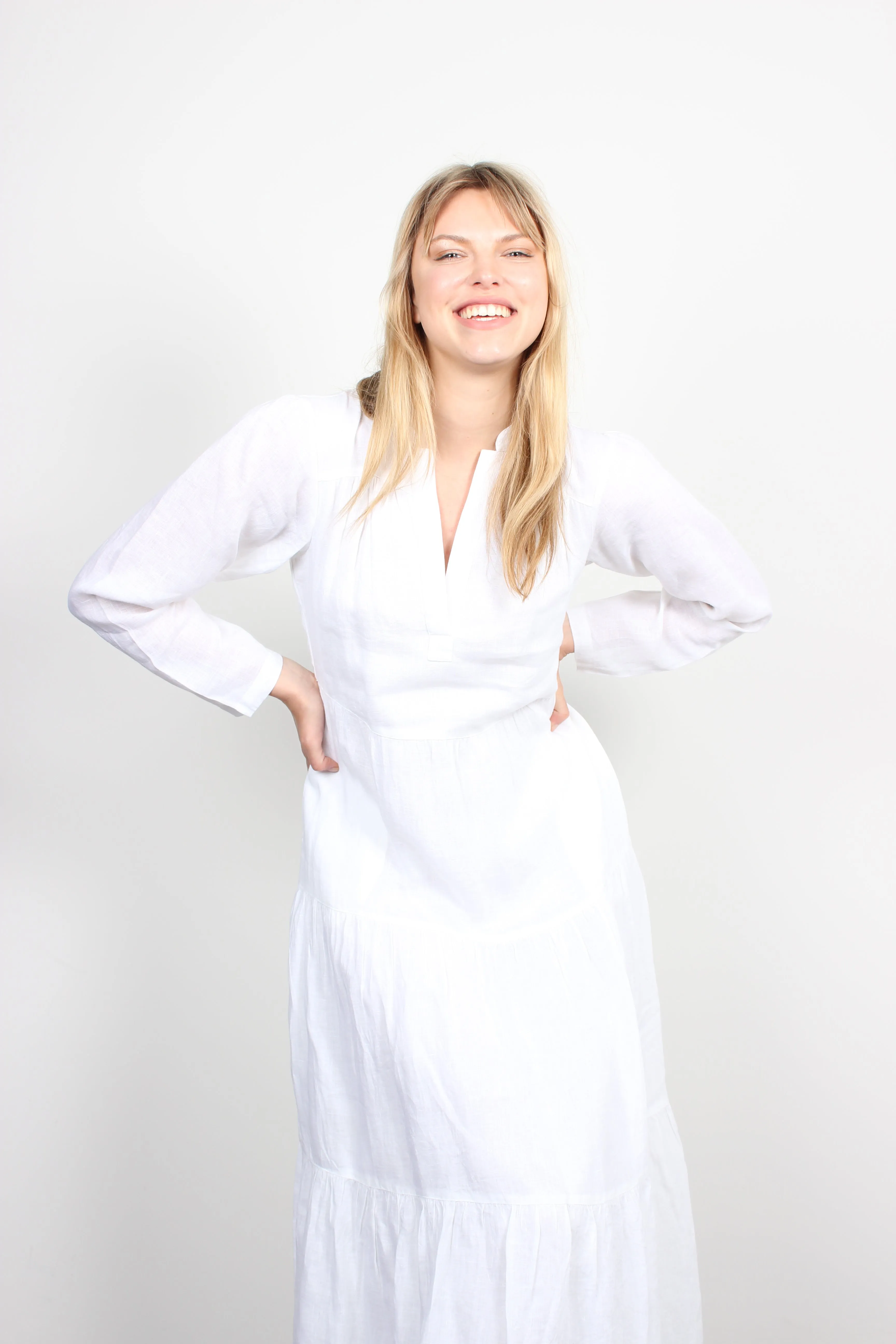 Dilli Grey Kate linen white maxi dress