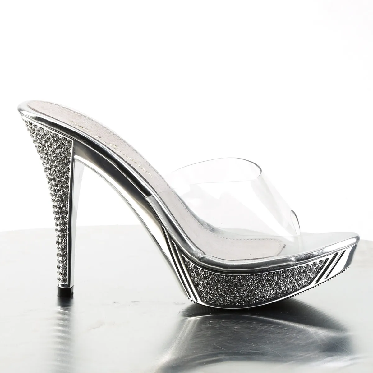 ELEGANT-401 Posing Competition Clear Silver Sexy Slip On Shoes