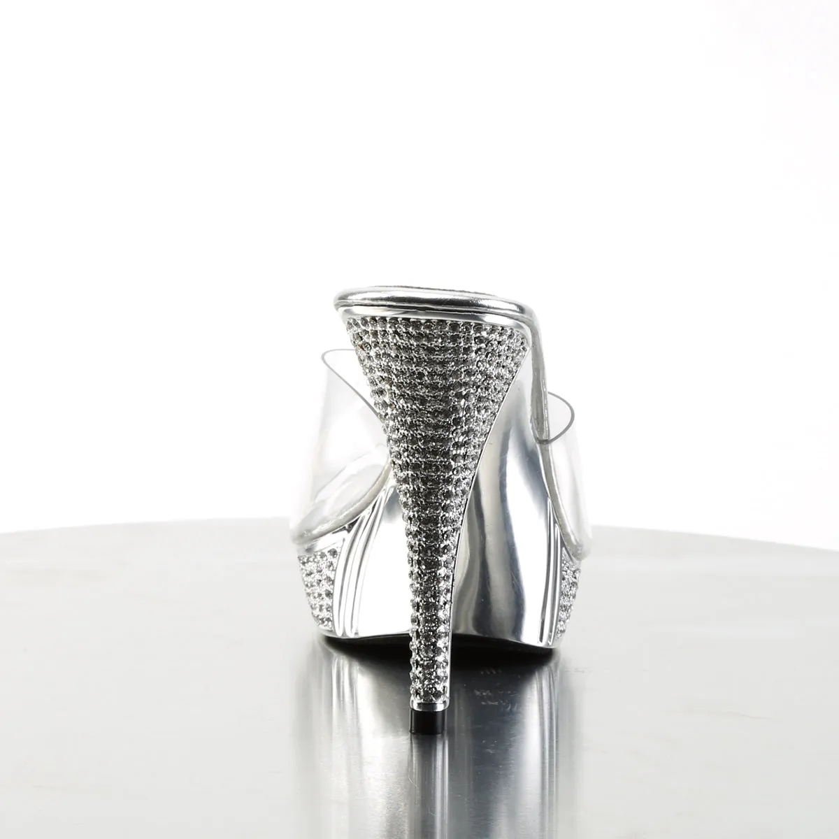 ELEGANT-401 Posing Competition Clear Silver Sexy Slip On Shoes