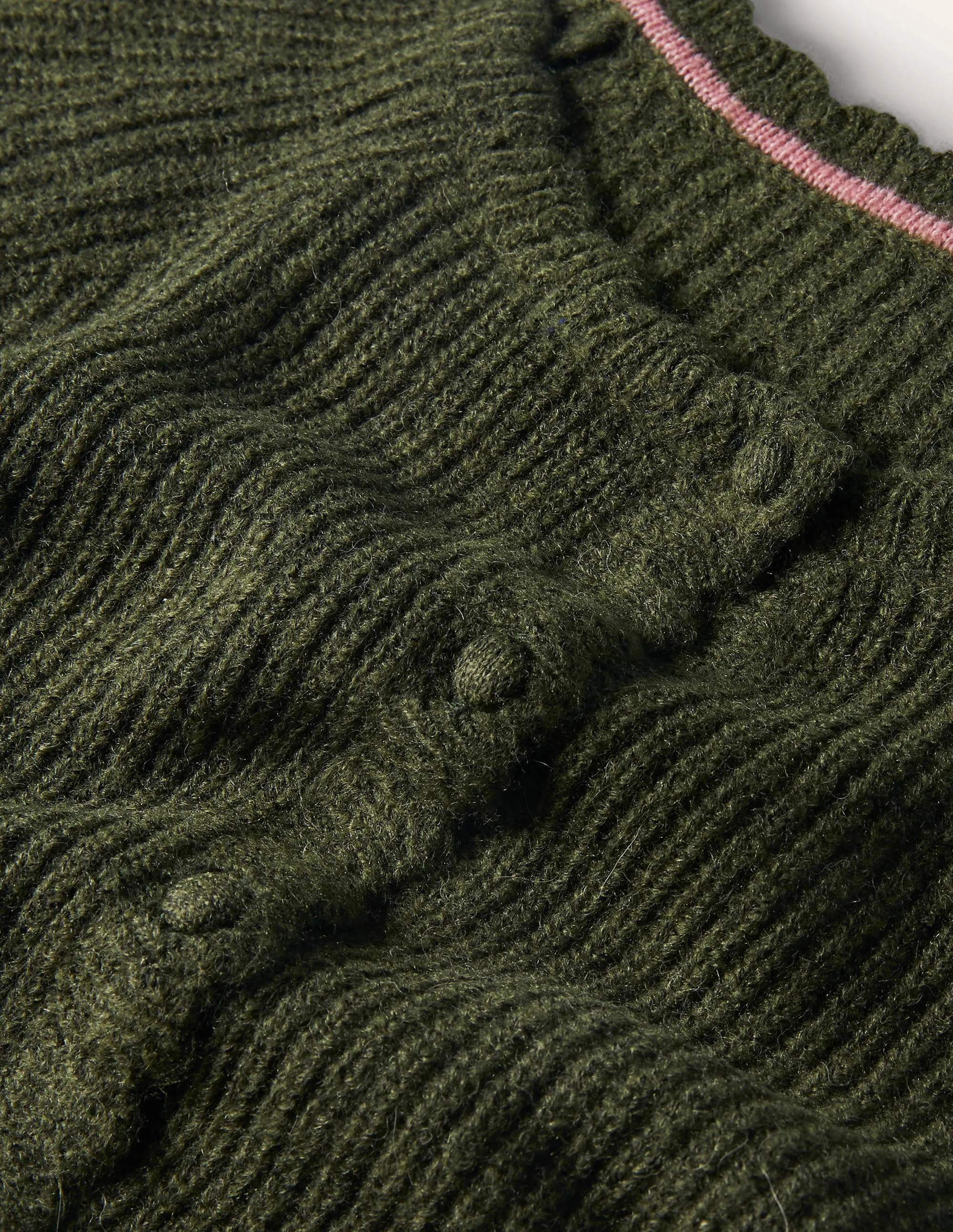Ella Scallop Fluffy Cardigan-Classic Khaki