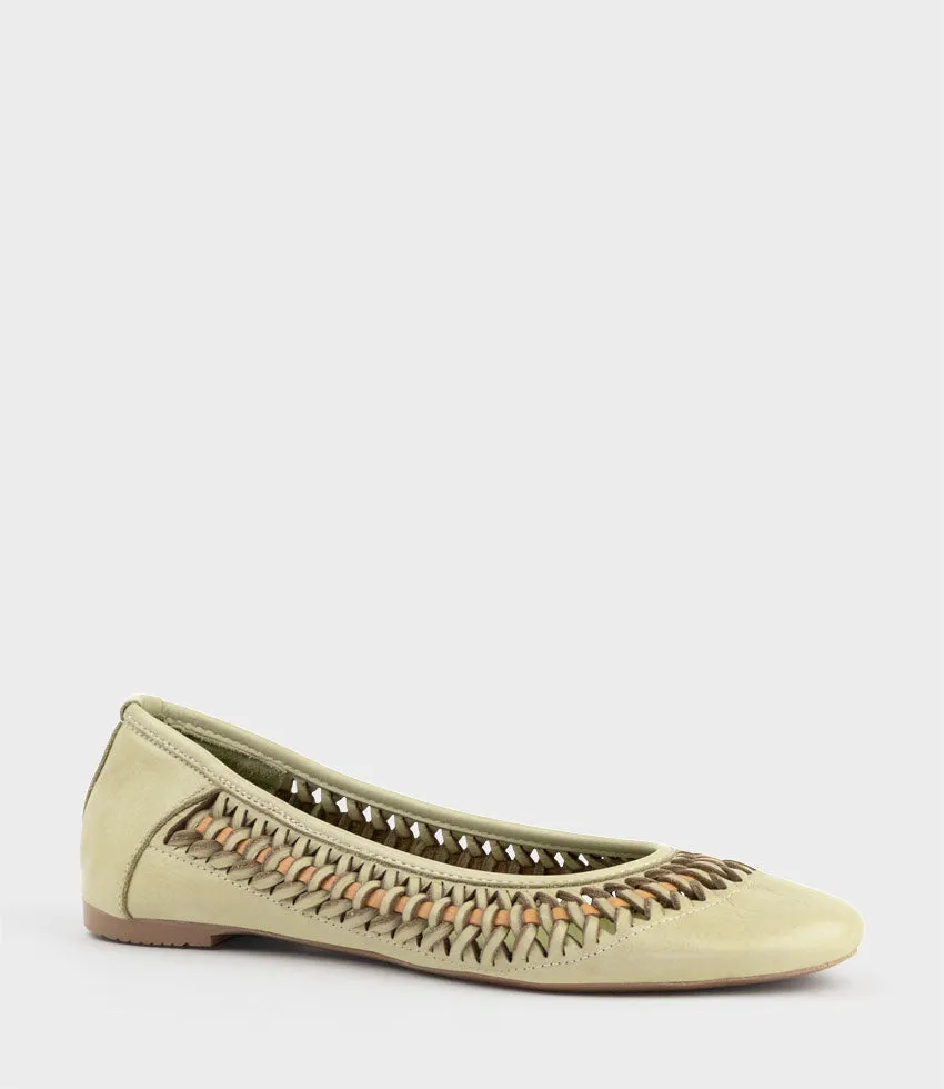 EMINA Woven Detail Ballet in Sage