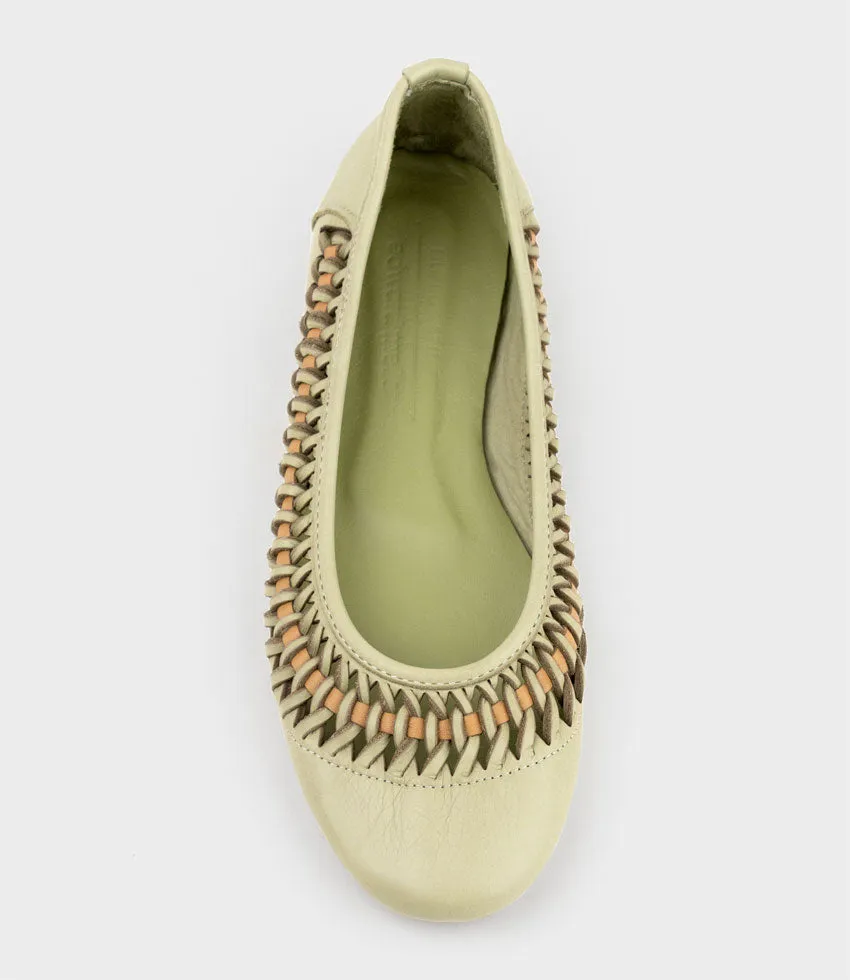 EMINA Woven Detail Ballet in Sage
