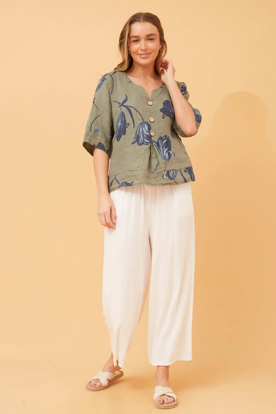 ETNA FLORAL LINEN TOP