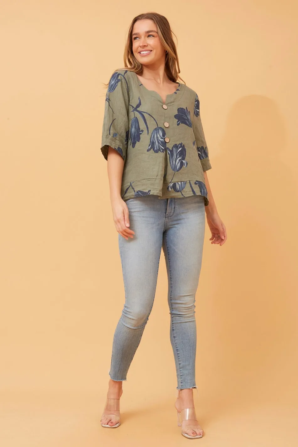 ETNA FLORAL LINEN TOP